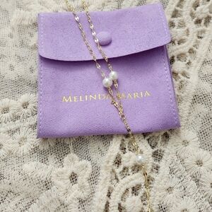 Melinda Maria Pearl Drop Gold Lariat Necklace [NWT]